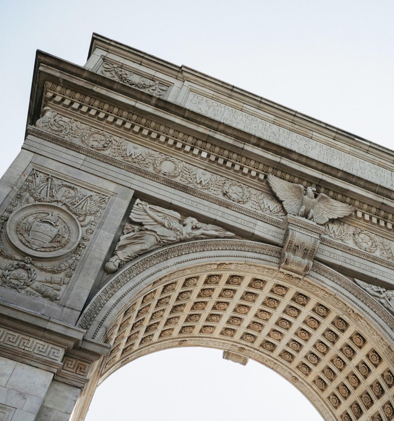 A tight shot of the iconic arch in Washington Square Park,  revealing exquite detail.