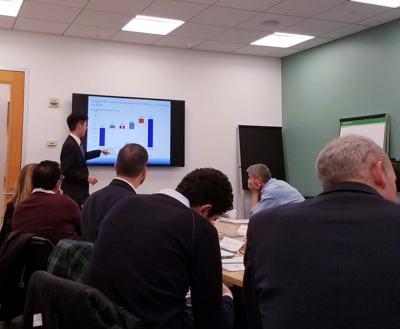 Student presenting on smart board