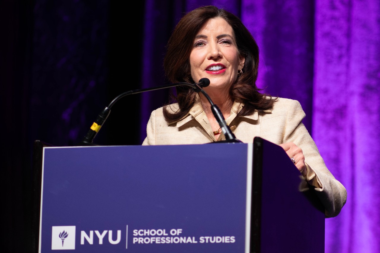 New York Governor Kathy Hochul delivered the keynote address at NYU’s 56th Annual Conference on Capital Markets in Real Estate in 2023.