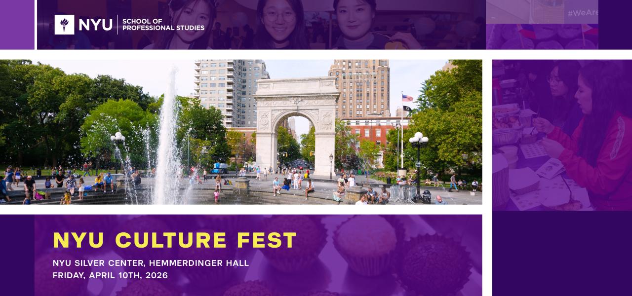 NYU Culture Fest graphic of Washington Square Park - at NYU Silver Center, Hemmerdinger Hall - Friday, April 10th, 2026