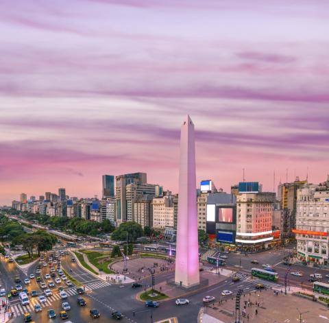 Buenos Aires flag in front of building