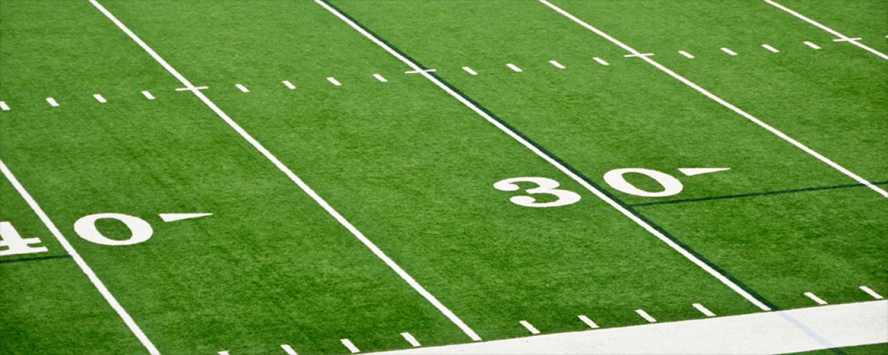 Football field at the 30 yard line