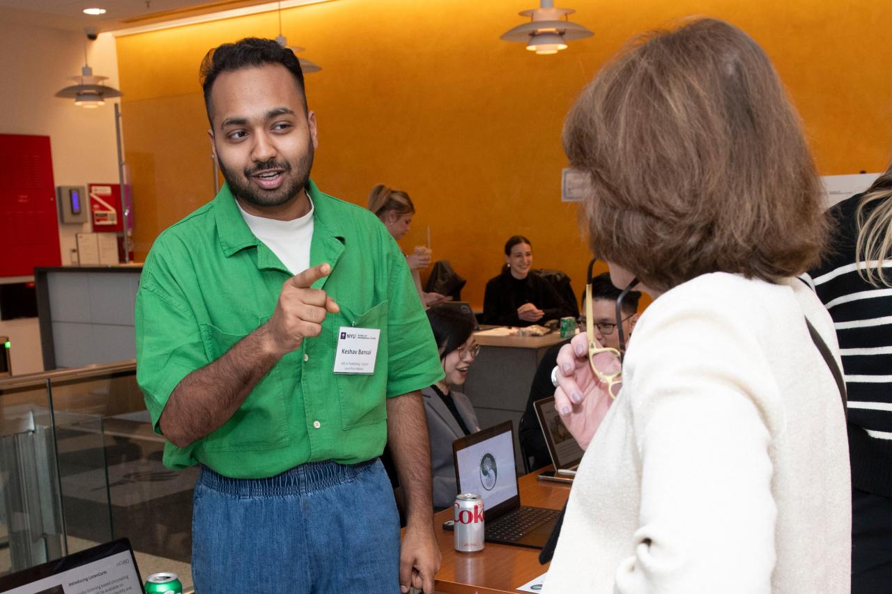 An NYU SPS student participates in a Capstone experience with Curio Publishing.