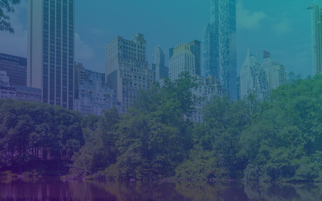 NYC skyline with colored overlay