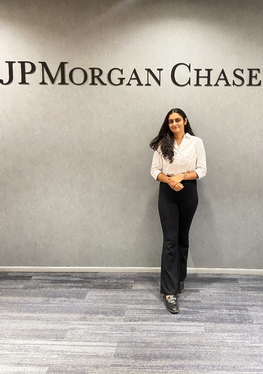 Sejal Tandon standing at JP Morgan Chase