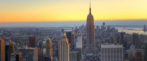nyc skyline at sunset
