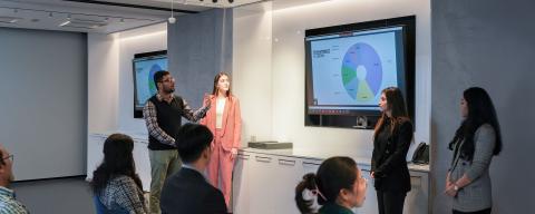 students presenting an investment pitch