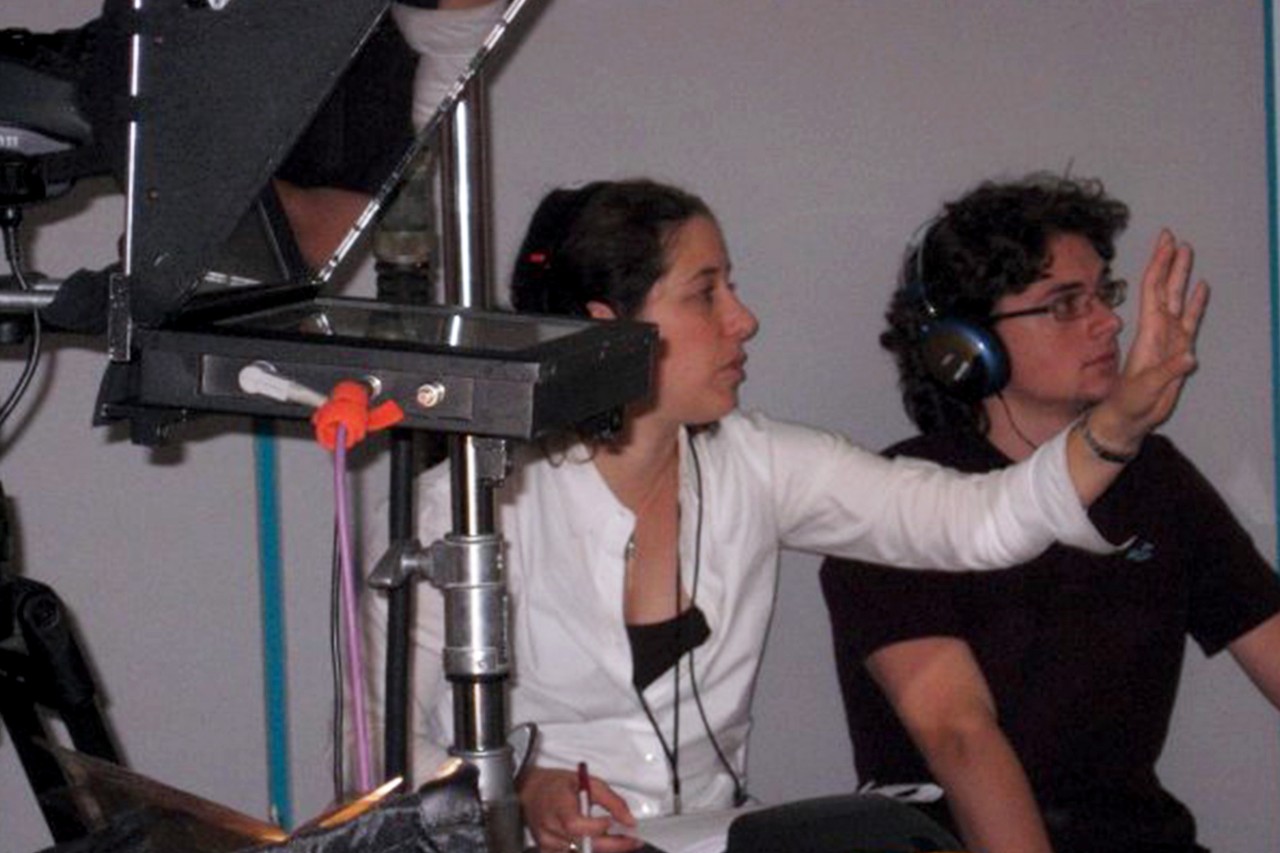 NYU SPS CE instructor Abby Russell works on a film set