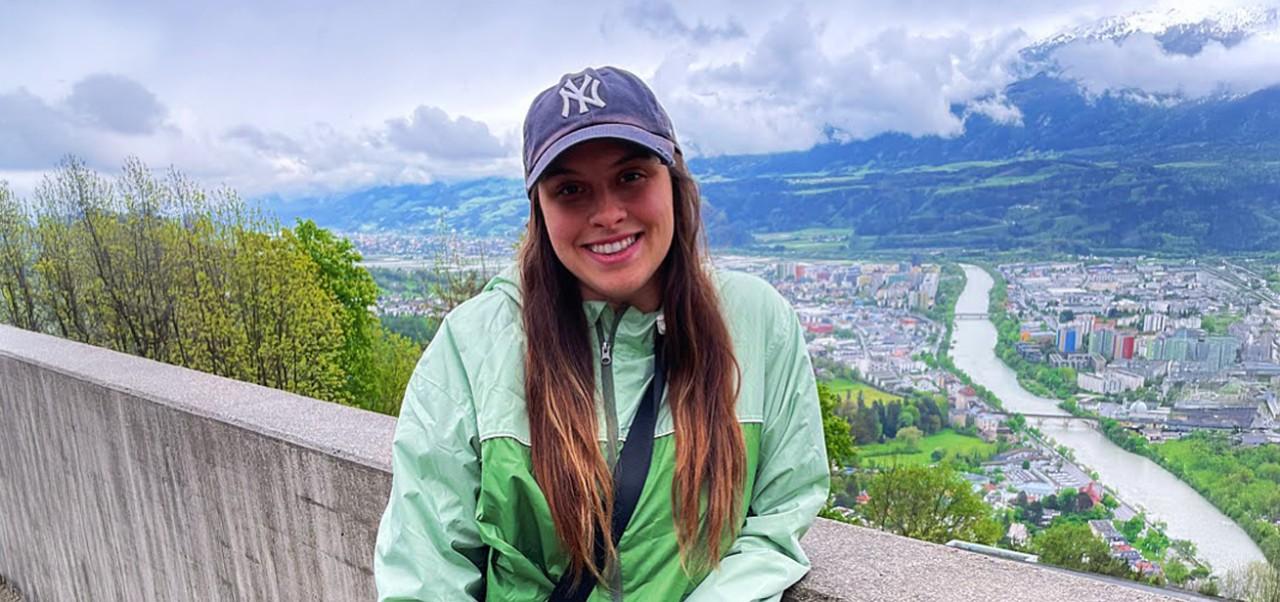 Jasmine Lucas smiles for a photo while on vacation in Europe.
