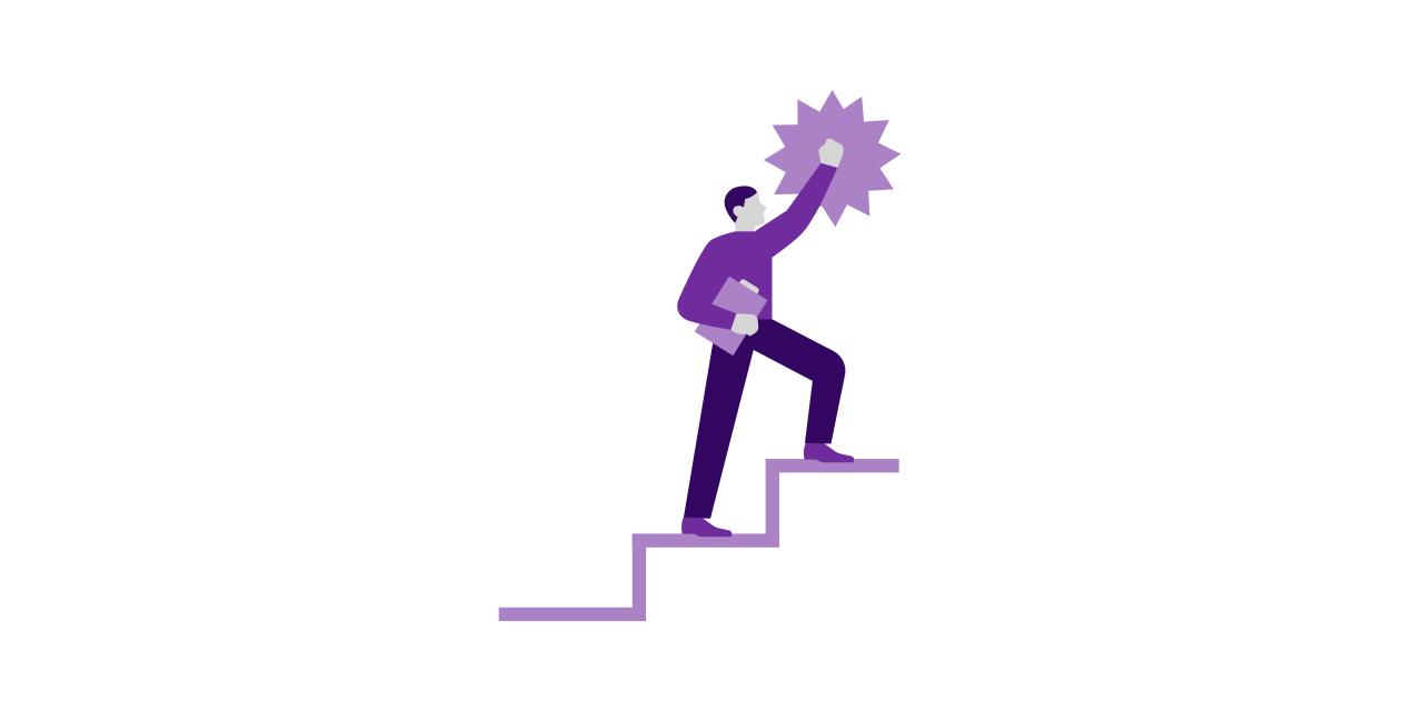 Graphic of a man climbing stairs