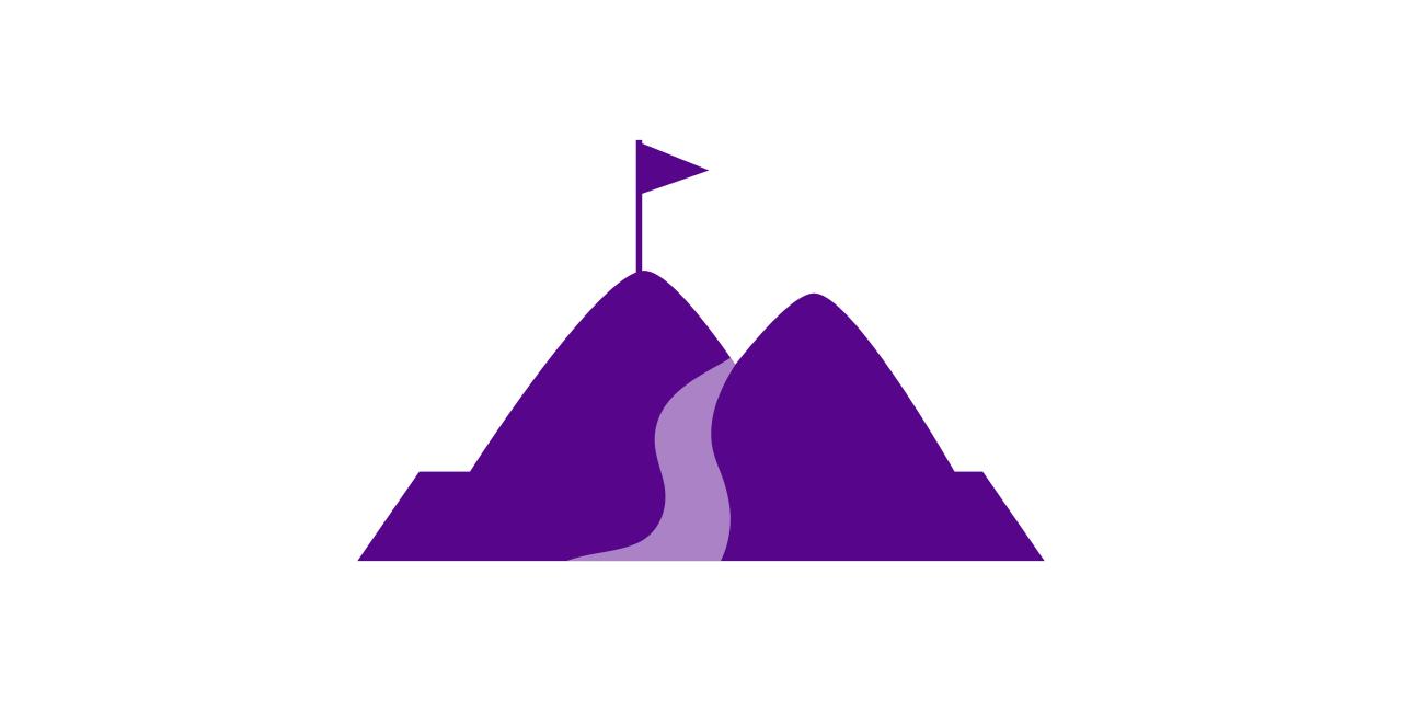 Graphic of a road up a mountain with flag at top
