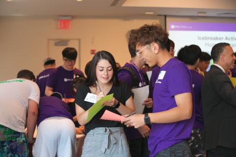 New students gathering and socializing