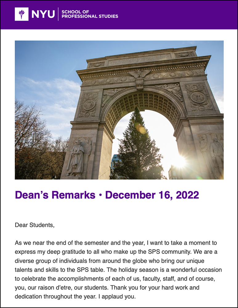 Dean's Remarks - December 16, 2022 - Students