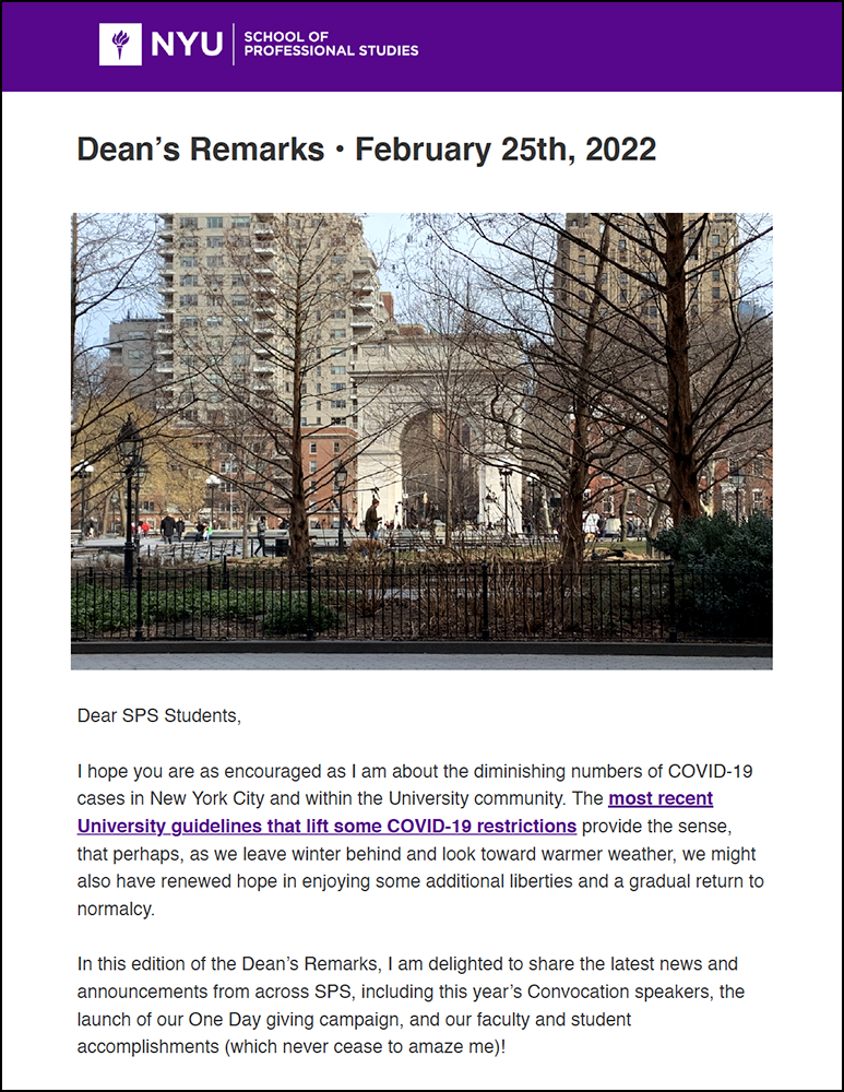 Dean's Remarks - February 25th, 2022 - Students