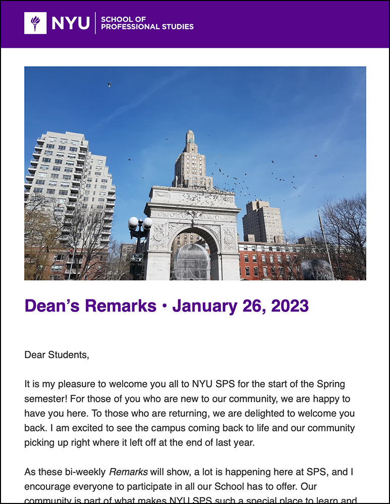 Dean's Remarks - January 26, 2023 - Students