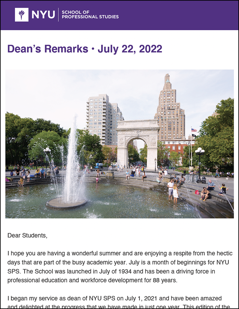 Dean's Remarks - July 22nd, 2022 - Students
