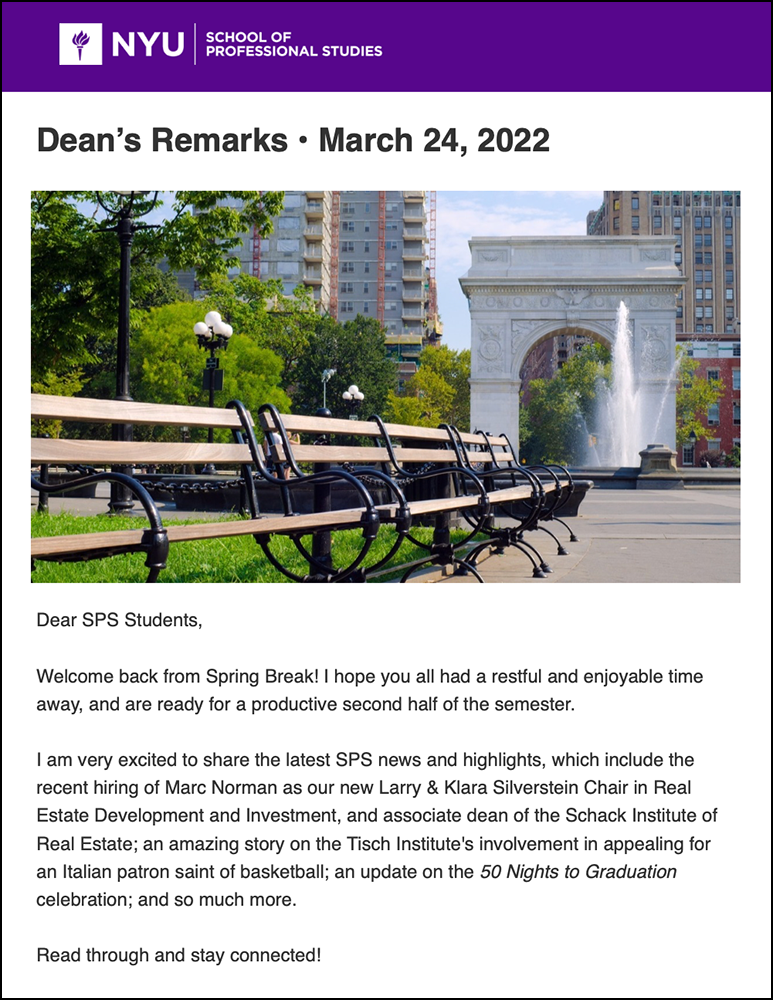 Dean's Remarks - March 24th, 2022 - Students