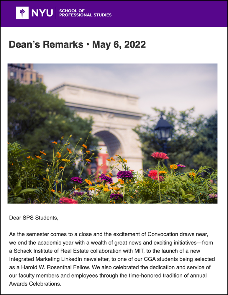 Dean's Remarks - May 6th, 2022 - Students