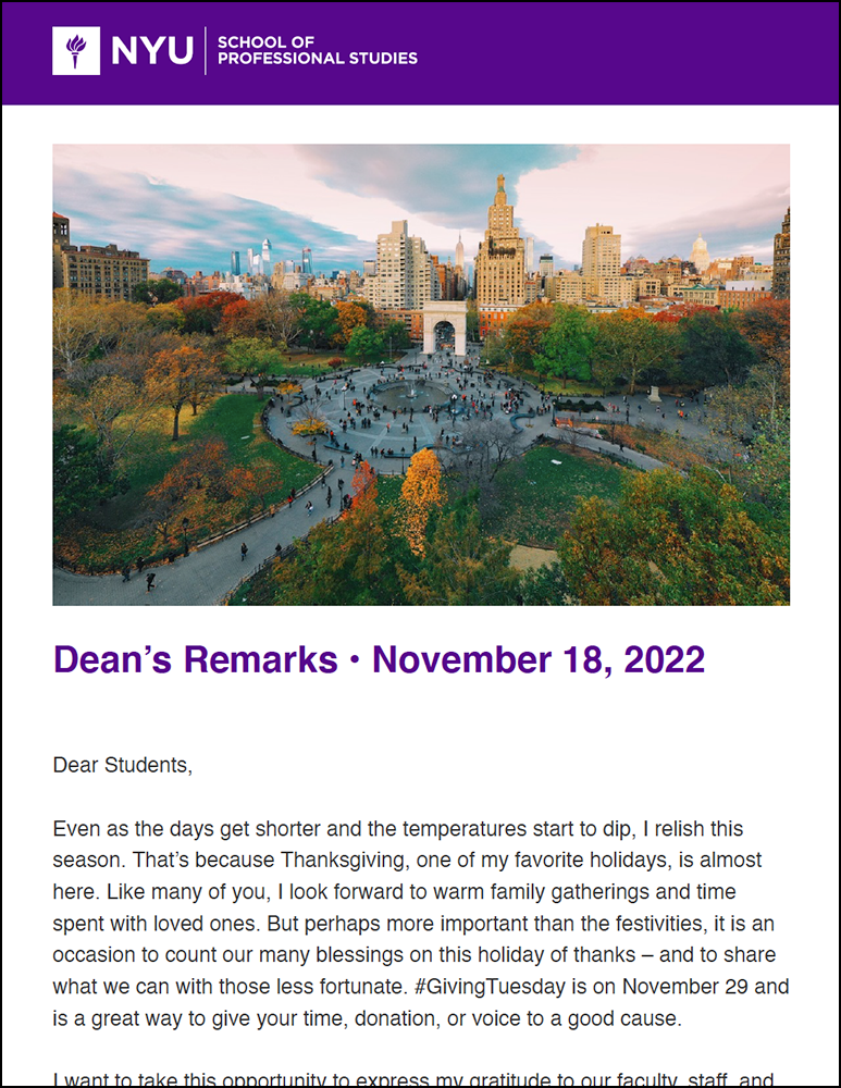 Dean's Remarks - November 18, 2022 - Students