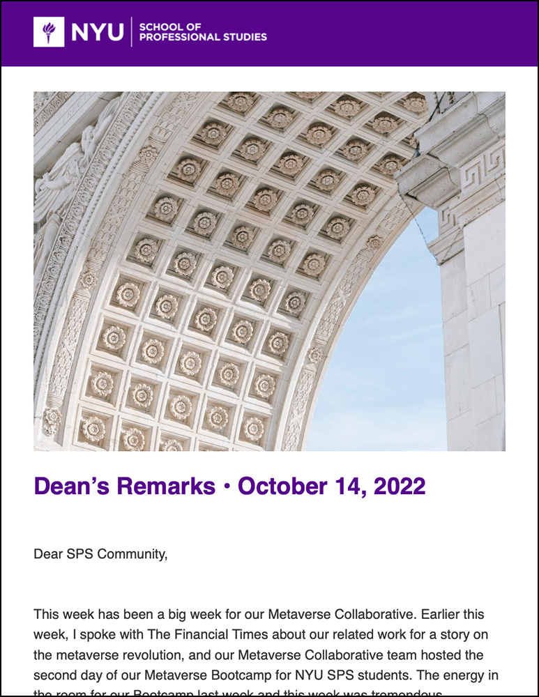 Dean's Remarks - October 14th, 2022 - Students