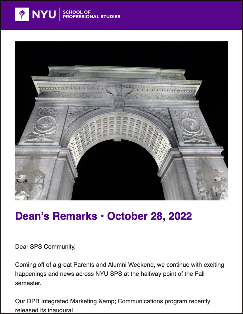Dean's Remarks - October 28th, 2022 - Students