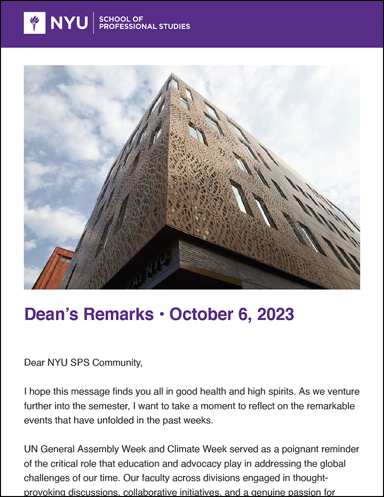 Dean's Remarks - October 6, 2023 - Students