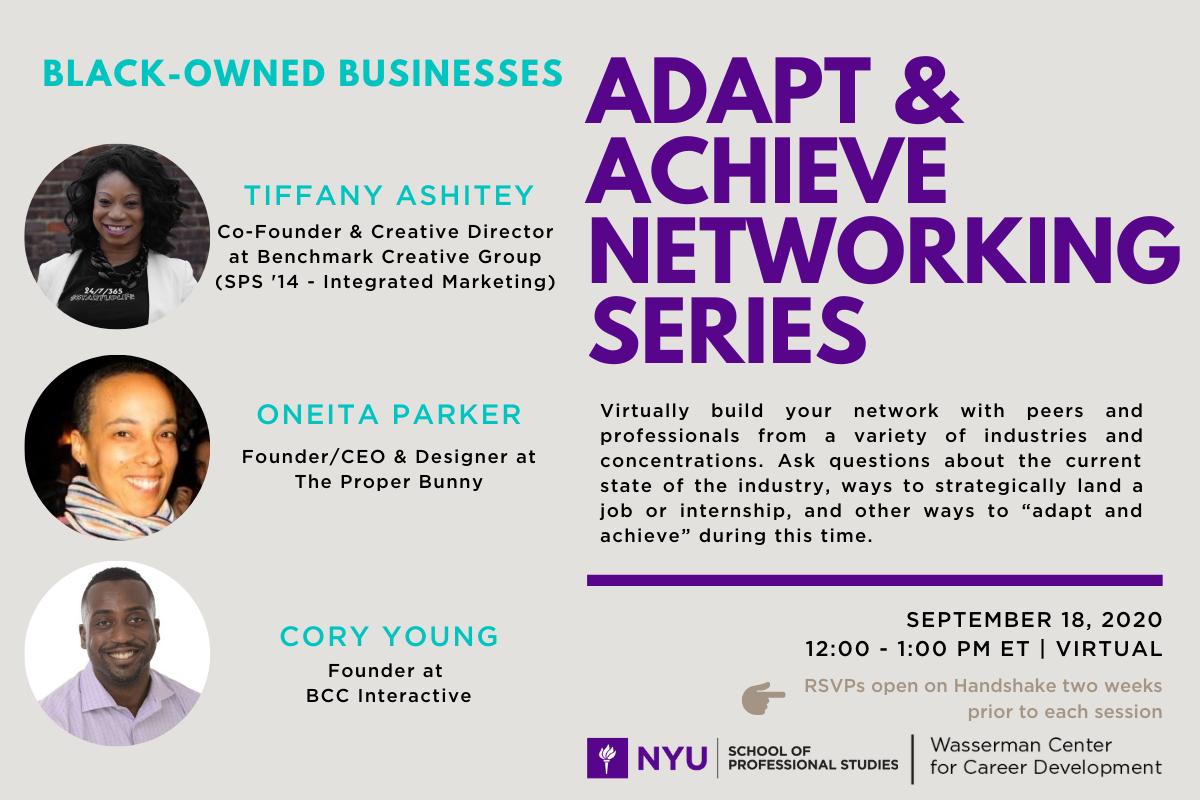 Adapt & Achieve Networking Series hosted by the Wasserman Center for Career Development