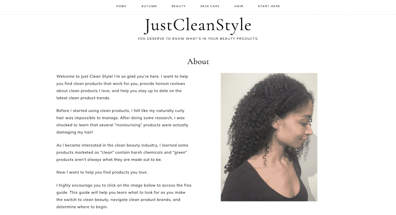 Image of JustCleanStyle website