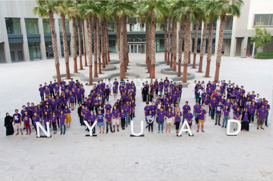 NYU Abu Dhabi Class of 2020 standing on campus