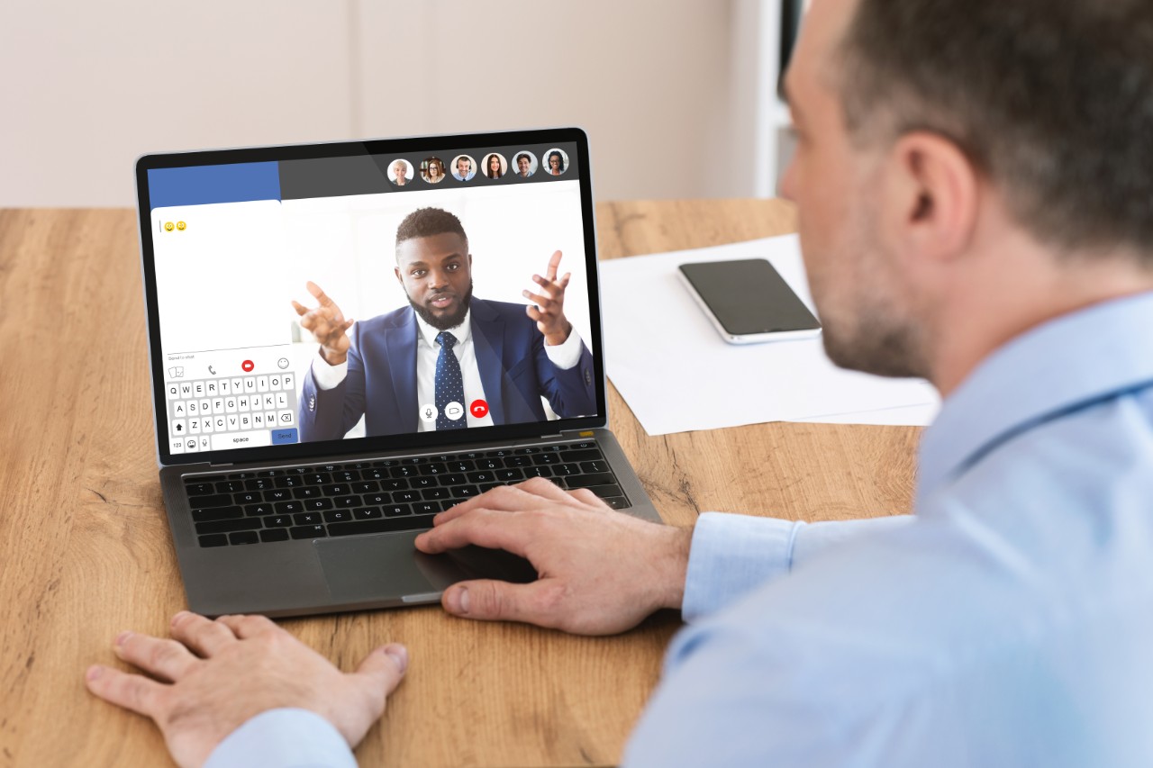 virtual coaching session between two male professionals