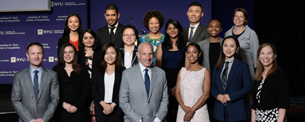 Nicolas Graf, Johnathan M. Tisch, and Dean Susan Greenbaum with students