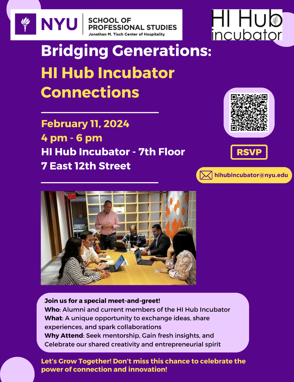 Bridging Generations: HI Hub Incubator Connections flyer