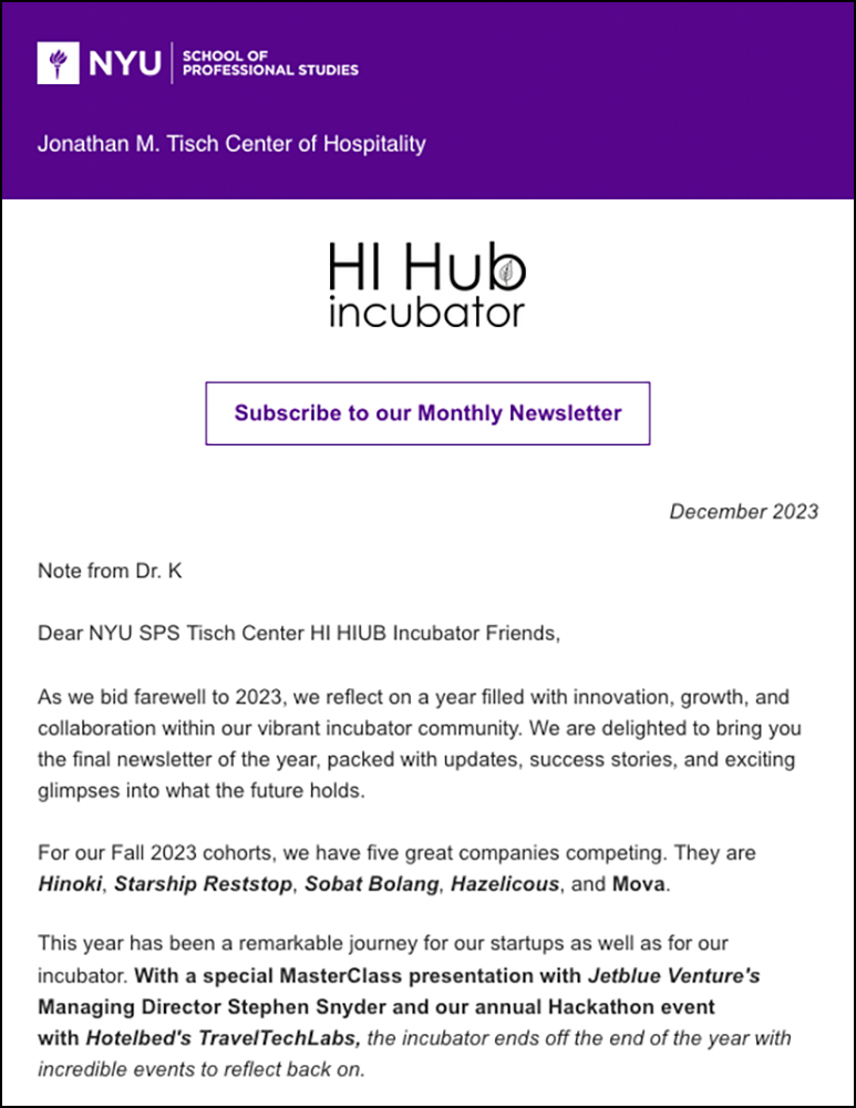 Incubator Newsletter - January 2024
