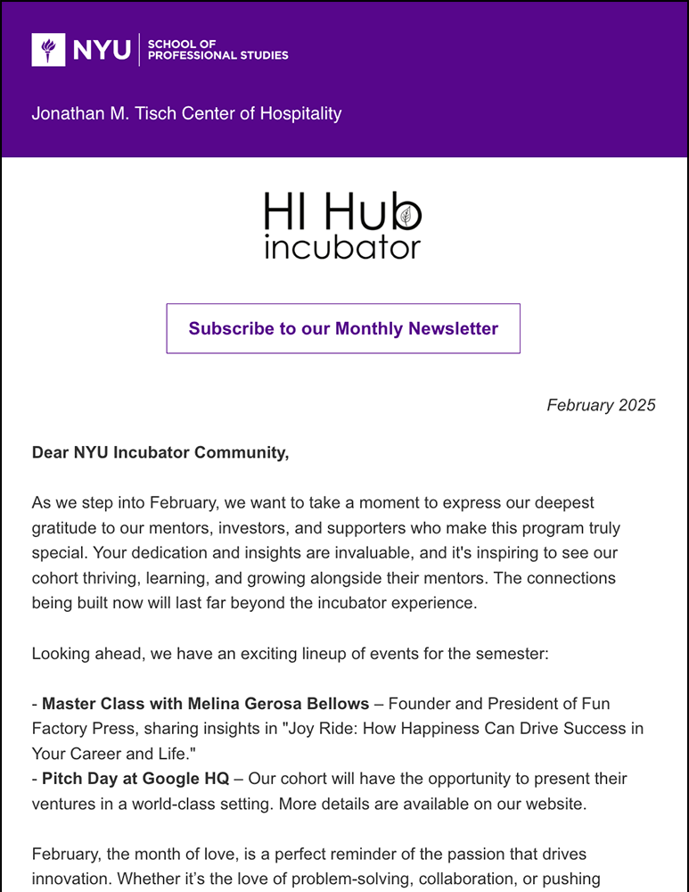 Incubator Newsletter - February 2025