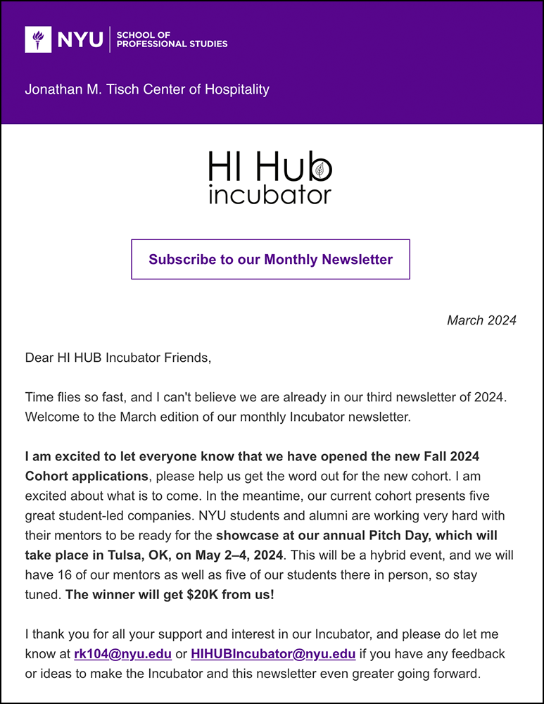 Incubator Newsletter - September 2024