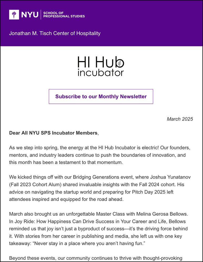 Incubator Newsletter - March 2025
