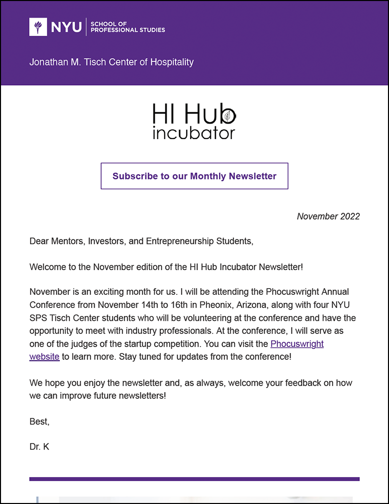 Incubator Newsletter - November 2022