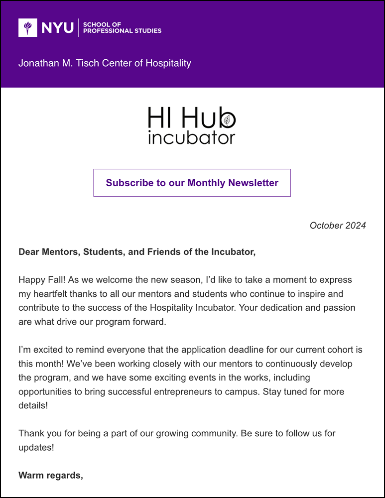 Incubator Newsletter - October 2024