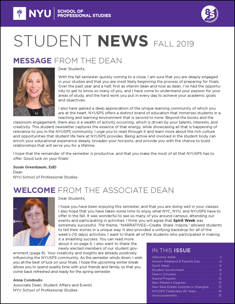 Student News Fall 2019