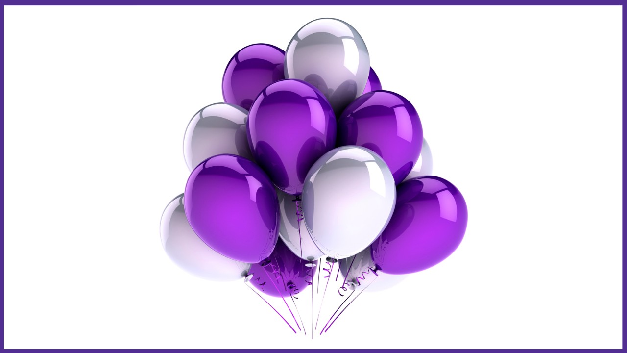 Purple and white balloons
