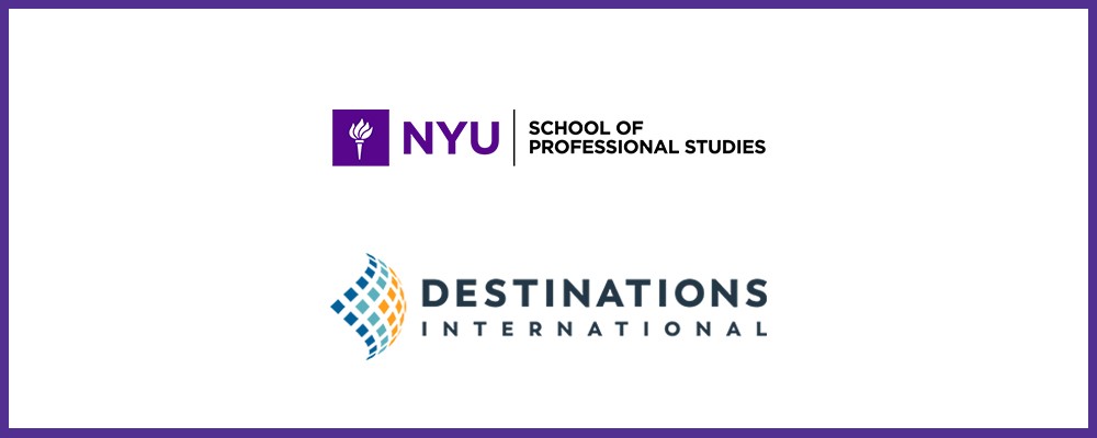 NYU School of Professional Studies and Destinations International logos