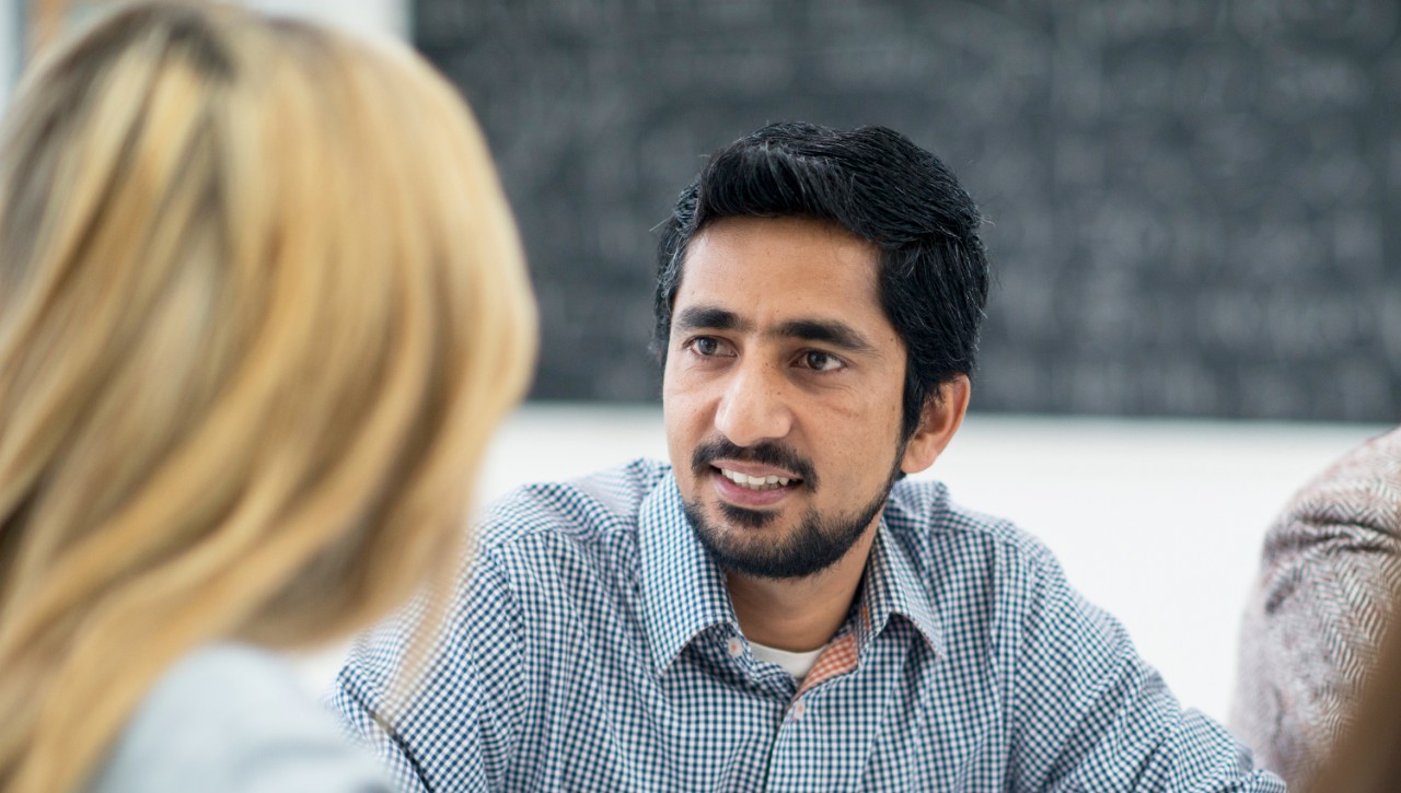 Male student in classroom